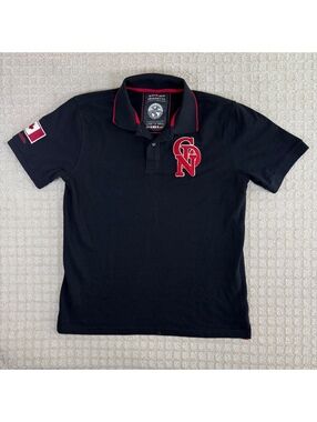 Mondetta Canada Polo Shirt Large Black Embroidered Flag